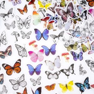 Lot De 100 Autocollants Papillon Washi Vintage Pour La Nature, Scrapbooking, Journal, Planificateur, Ordinateurs Portables, Travaux Manuels, Albums Photo, Calendriers - Neuf
