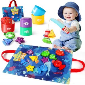 JGD-Jouet B&eacute;b&eacute; 1 an, P&ecirc;che &agrave; la Ligne Enfant Montessori et Jouet &Eacute;ducatif - Pliable, Lavable en Machine, Portable pour l'Apprentissage du Comptage et du Tri des Couleurs, Cadeau Enfant 1-3 Ans - Neuf