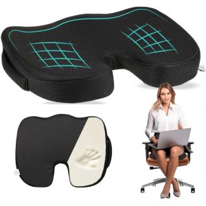 Coussin Si&egrave;ge Lombaire En Mousse &Agrave; M&eacute;moire De Forme,Support Lombaire Pour Chaise De Bureau Avec Tissu Amovible Antid&eacute;rapant - Neuf