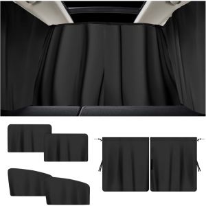 Lbgwp60-Rideaux De Voiture ¿ Ensemble De Rideaux D'intimité, Rideaux Occultants À Double Couche Pour Séparation Avant Et Arrière De Voiture, Pare-Soleil Pour Voyage, Camping, Sieste, Sommeil (Noir) - Neuf