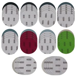 50 Pièces Disques de Ponçage 75mm Grain 600/800/1000/1200/1500/2000/2500/3000/4000/5000 Disques Abrasifs Auto-Agrippants Papier de Verre Sec à l'Eau Disques Abrasifs Ronds pour Métal Bois Miroir - Neuf