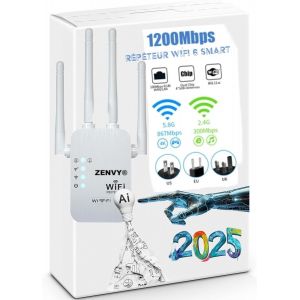 SUBZONAL-Repeteur WiFi RE330, Amplificateur WiFi AC1200 Mbps, Port Ethernet Gigabit, Repeteur WiFi Puissant, Compatible avec Les Box Internet, Profitez sans Changer Votre Box - Neuf