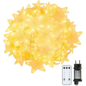 Led Guirlande Lumineuse Etoiles, 2mx1.5m Rideau &Eacute;toil&eacute; Associable Rideau Lumineux Led Exterieur, 80 &Eacute;toiles 144 Led 8 Modi Etanche Ip44 Basse Tension No&euml;l Pour F&ecirc;te No&euml;l Jardin Blanc Chaud - Neuf
