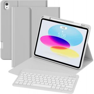 &Eacute;tui Avec Clavier Pour Ipad A16 11e G&eacute;n&eacute;ration 2025/10e G&eacute;n&eacute;ration 2022 (11/10,9""), Coque Arri&egrave;re En Tpu Souple Avec Porte-Stylo, Clavier Magn&eacute;tique Amovible, Pour Ipad 11/10e G&eacute;n&eacute;ration, Gris - Neuf