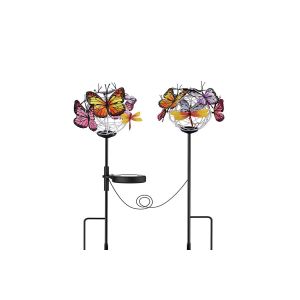 Lot De 2 Lampes Solaires Papillon Pour Jardin, Avec 18 Papillons Et 30 Led, &Eacute;tanches, D&eacute;coration Ext&eacute;rieure. - Neuf