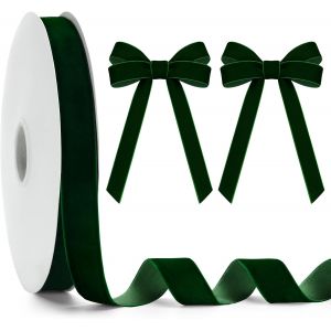 Ruban Velours Vert - Aqsacokiya - 2cmx10m Ruban Cadeau De No&euml;l - Pour Sapin De Noel, Halloween, Noeuds - Neuf