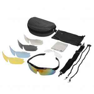 Lunettes De Soleil De Velo A 5 Verres, Accessoires Pour Sports De Plein Air, Cyclisme, Equitation (Noir) - Neuf