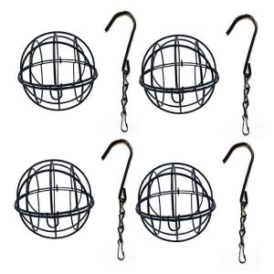 Porte-balle de chit 4 pièces,mangeoire à oiseaux,mangeoire à oiseaux suspendue en métal,support de boule de graisse pour pendre,oiseau Fe - Neuf