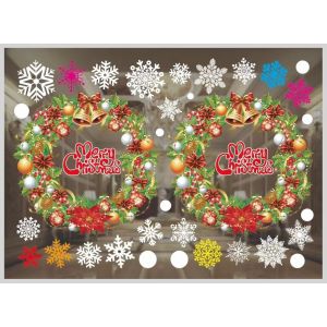 Décorations de fenêtre de Noël, autocollants de fenêtre de Noël pour les décorations de fenêtre de vacances de Noël pour la maison, l'école, le bureau, la décoration de fenêtre d'hiver (style 21) - Neuf