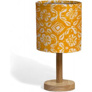Eryi-Lampara Mesita Noche Decoracion Hogar Regalos Originales Lamparas De Mesita De Noche Decoracion Habitacion Mesitas De Noche Dormitorio Pantalla Tela Lampara Mesa Regalos (Yelow Flower) - Neuf