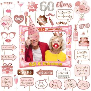 Photobooth 30 Ans, Accessoires De Selfie Anniversaire, 40pcs Rose Or, Cadre Photo Booth, Cadre Photo Gonflable, D&eacute;coration Diy Pour Femme - Neuf