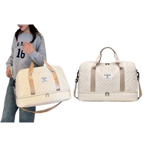 Sac de voyage grande capacit&eacute; avec bandouli&egrave;re et possibilit&eacute; de le porter en travers du corps - Beige - Neuf