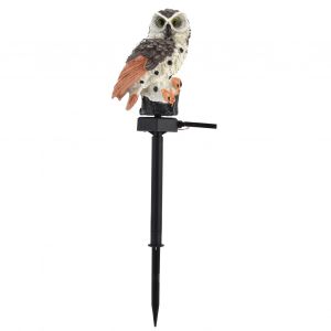 Hjlian Lampe Solaire Led En Forme De Hibou, Impermeable Ip44, Luminaire Decoratif D'exterieur, Ideal Pour Un Jardin Ou Un Paysage, Gris - Neuf