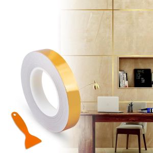 Kal-Carreaux De Sol Ligne De Feuilles D'or Carrelage Autocollante Ruban Adh&eacute;sif D&eacute;coratif Ruban D&eacute;coratif Imperm&eacute;able Pour Mur, Armoire, Chambre &Agrave; Coucher, Cuisine(2,0cm&times;20m) - Neuf