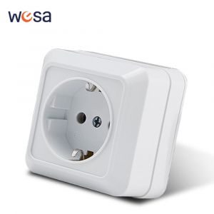 WESA-Prise murale en plastique arrang,prise de courant de surface vintage,prise électrique extérieure au sol,norme européenne,blanc -1 Socket with Ground - Neuf