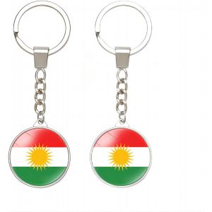 Kal-Lot De 2 Porte-Clés Réversibles Avec Drapeau Du Kurdistan, Couleur Du Drapeau, 10cmx3cm - Neuf