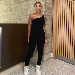 Combinaison Sport Femme Été Asymétrique Une Épaule Combinaisons Ete Pantalon Fluide Chic Combishort Ensemble Sans Manches Yoga Fitness Soirée Avec Poches - Neuf