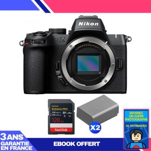 Boitier Nikon Z50 II + 1 SanDisk 128GB Extreme PRO UHS-II SDXC + 2 Nikon EN-EL25a + Ebook 'Devenez Un Super Photographe - Neuf