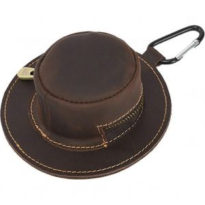 Mini Porte-Monnaie En Cuir De Pi&egrave;ce De Monnaie Porte-Monnaie Chapeau De Cow-Boy Forme De Fermeture &Eacute;clair Sachet De Pi&egrave;ces De Monnaie Avec Le Keychain R&eacute;tro Couleur Caf&eacute; De Petite Taille - Neuf
