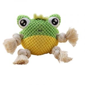 Jouet interactif en peluche pour chien, corde &agrave; m&acirc;cher, tir &agrave; la corde, grincement et nettoyage des dents, jouet sonore pour animaux de compagnie-grenouille - Neuf