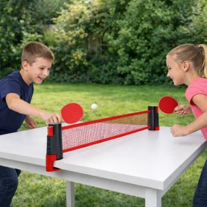 Filet De Tennis De Table Extensible Avec Housse &ndash; R&eacute;glable Jusqu'&Agrave; 1,7 M&egrave;tres, Clips Universels 0,5 &Agrave; 5,5 Cm - Neuf