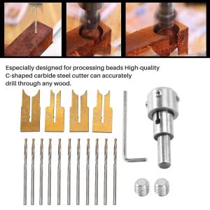 Ensemble De 24 Forets &Agrave; Perles En Bois Avec Fraise Et Poign&eacute;e - Neuf