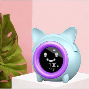 (Bleu Arctique) Mella Réveil Éducatif Pour Enfants, Réveil Musical, Veilleuse, Musique Pour Dormir - Neuf