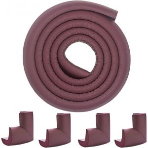 Protection Mousse D'angles Et Rebords Pour Bébés. 2 M Avec Et 4 Protège Coin. Convient Pour Table,Bureau,Cheminée,Comptoir-Coins Pointus Kit De Sécurité Enfants (Marron(4 Coins Et 2 M)) - Neuf