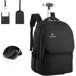 acdsgd-Sac &agrave; Dos Ordinateur Portable &agrave; Roulettes, 19 pouces Sac &agrave; Dos &agrave; Roulettes r&eacute;sistant &agrave; l'eau Cartable a Roulette - parfait pour les voyages, les &eacute;tudiants et les affaires (noir) - Neuf