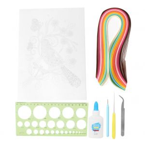 Kit de quilling en papier a motifs d'oiseaux faits a la main, kit d'outils pour cultiver l'interet des enfants - Neuf