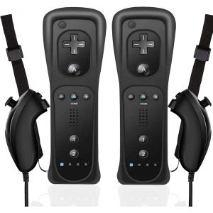 Manette Wii Avec Motion Plus Et Nunchuck, Télécommande Sans Fil Wii Remote Plus Avec Nunchuck Avec Dragonne En Silicone Pour Manette Wii/Wii U - Neuf