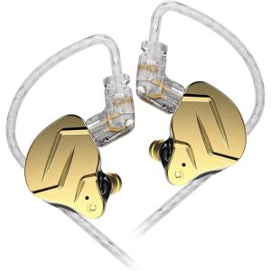 KAL-Écouteurs Intra-Auriculaires Kz Zsn Pro X Hybrid Dynamic Driver Équilibré Écouteurs À Armature Équilibrée Double Pilote 1Dd 1Ba Basses Profondes Son Stéréo Ergonomique (Sans Micro, Doré) - Neuf