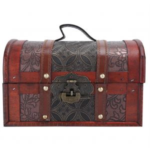 Coffre De Rangement Vintage En Bois, Coffre A Bijoux Decoratif, Accessoire De Photographie, Argent Liquide En Cuivre Avec Serrure, Petit Format - Neuf