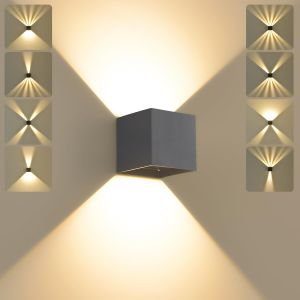 Sansh-Led 12w Applique Murale Extérieur 3000k Blanc Chaud Moderne Intérieur Luminaire Mural,Éclairage Etanche Ip65,Aplique Mural Avec Angle De Faisceau Réglable,Lampe Pour Entrée Jardin Gris Foncé - Neuf