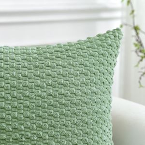 CAUC-Housses de coussin d&eacute;coratives en velours c&ocirc;tel&eacute; doux avec texture &agrave; bulles 3D pour canap&eacute;, sofa, chambre &agrave; coucher, taie d'oreiller douce pour d&eacute;coration d'int&eacute;rieur, 50 x 50 cm, vert sauge - Neuf