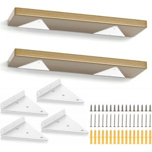 Cauc-Lot De 4 Support Etagere Triangle Blanc, 14cm Supports D'étagère Flottant En Fer, Support Étagère Mural En Métal Pour Étagères Ouvertes De Bricolage - Neuf