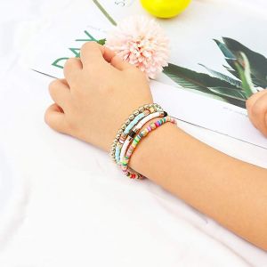 Bracelet Perlé Coloré Pour Femmes Filles Multiple Perles Strand Bracelet Handmade Pearls B - Neuf