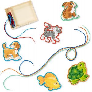 ERYI-Panneaux En Bois Et Lacets Animaux Domestiques, Jouets D'Activité Et De Développement, Jouet D'Apprentissage, Loisirs Créatifs Pour Filles Et Garçons De 3 4 5 6 Ans - Neuf