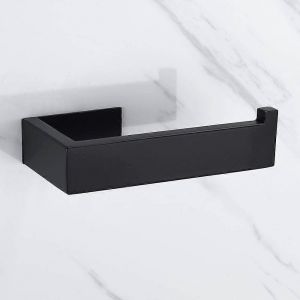 Porte-rouleau de papier toilette sans perçage - Acier inoxydable 304 - Autocollant - Noir - Neuf