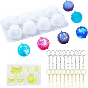 Eryi-Moules En Résine De Silicone, 14 Styles Pour Bijoux, 3d Animal Orbes Ours Cochon Poussin, Avec Porte-Clés Pour Pendentif Diy - Neuf