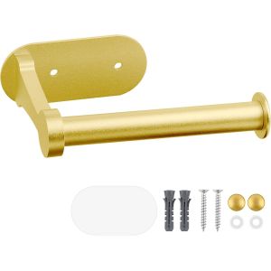 meimie-Support Papier Toilette Mural,Support Toilette Sans Perçage,Porte Papier Toilette Auto-Adhésif,Space Aluminium,2 Types D'Installation,Pour Salle De Bain Et Cuisine,Or - Neuf