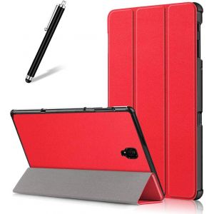 KAL-Coque Pour Samsung Galaxy Tab A 10.5 (2018) T590/T595,Étui À Rabat En Cuir Mince Léger Smart Avec Réveil/Veille Automatique,Flip Folio Magnétique Support Housse,Rouge - Neuf