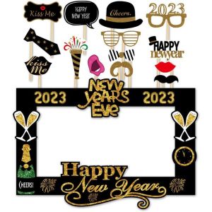 Décoration De Fête Du Nouvel An 2023, Accessoires Pour Photomaton Avec Cadre En Papier (Lot De 15) - Neuf