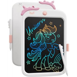 Mdy-Tablette D'écriture Lcd Jouet Licorne Pour Enfants, 10 Pouces Doodle Board Tablette À Dessin Avec Fonction De Verrouillage Jouet D'apprentissage Éducatif Cadeaux Pour 3-6 Ans Garçons Filles (Whit - Neuf