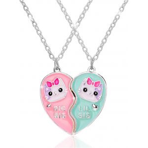 Kal-Bff Collier Pour 2 Filles, Meilleurs Amis Coeur Chats Pendentif Colliers Magnétiques, Collier D'amitié Grande S?ur Petite S?ur, Amitié Anniversaire Graduation Saint Valentin Bijoux Cadeau Pour Fi - Neuf