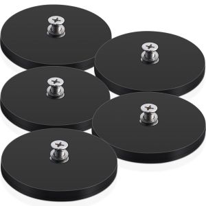 Meimie-Lot De 5 Aimants En Néodyme Caoutchoutés Ø 88mm Avec Filetage Puissant 45 Kg Force D'adhérence M4 Filetage Intérieur M4 Socle De Montage Magnétique Pour Barres Lumineuses En Caoutchouc Rond - Neuf