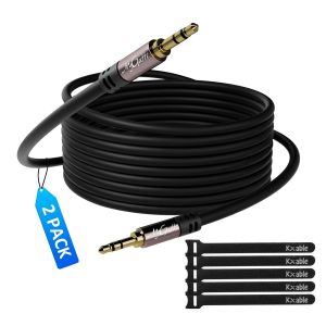 C&acirc;ble auxiliaire jack 3,5 mm (3 m&egrave;tres, 2 pack),C&acirc;ble jack audio st&eacute;r&eacute;o,pour voiture, &eacute;couteurs, t&eacute;l&eacute;phone portable, tablettes, haut-parleurs, lecteurs MP3/MP4, etc. - Neuf