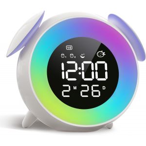 R&eacute;veil Enfant, Reveil Enfant Educatif Jour/Nuit avec Veilleuse 15 Couleurs, Snooze, 2 Alarme, Mode Semaine/Week-End, Reveil Num&eacute;rique pour Filles et Gar&ccedil;ons - Neuf