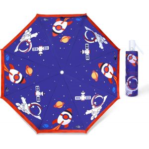 Parapluie Pliant Enfant Anti-Uv, Parapluie Compact L&eacute;ger Automatique Anti-Rebond Avec Bande R&eacute;fl&eacute;chissante, Mini Parapluie De Voyage Pour Bebe, Filles, Gar&ccedil;ons, Licorne Arc-En-Ciel - Neuf