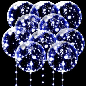 CAUC-Lot de 10 Ballon Lumineux LED, Ballon LED, 20 Pouces Ballons Bobo avec 3M Guirlandes Lumineuses, Ballons LED Lumineux pour Mariage/Saint Valentin/No&euml;l/Anniversaire - Neuf